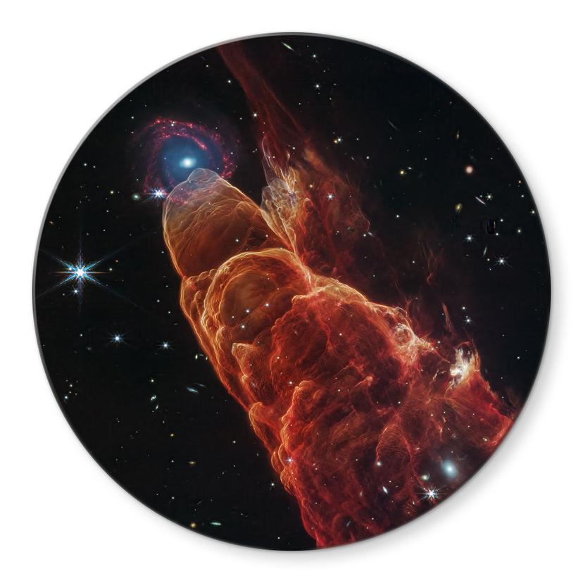 Glasbillede - James Webb Telescope - Cosmic Hurricane Herbig Haro 49/50 - Rund