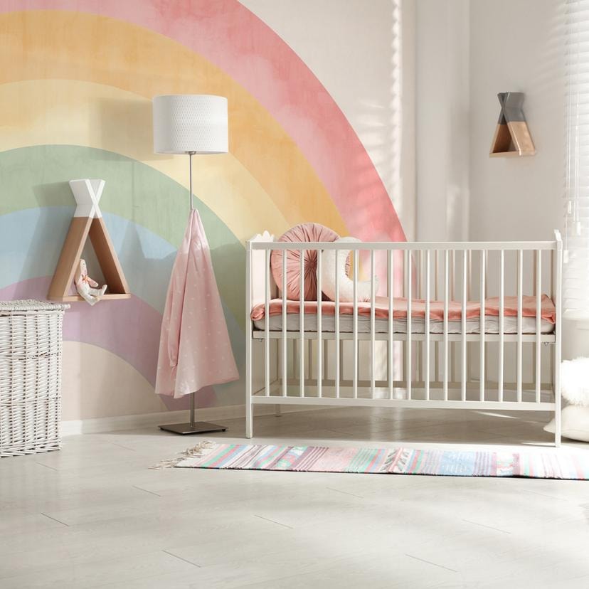 Papier peint photo arc-en-ciel rose multicolore 3,75 x 2,50 m - papier peint enfants intissé