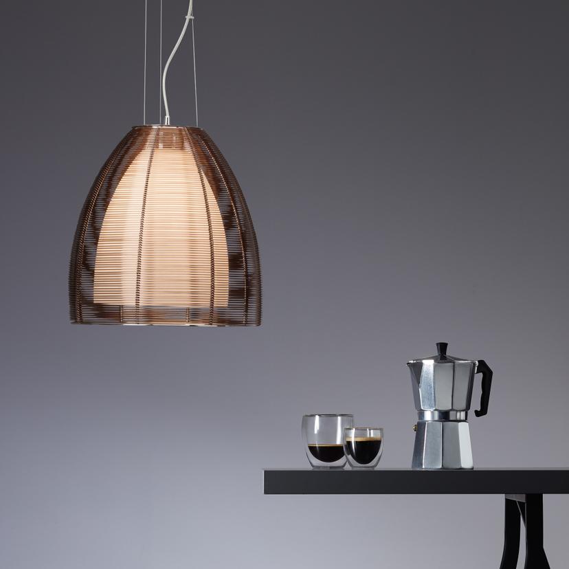 Pendelleuchte Maxime, braun, 130 x 28,5 cm, Glas Pendellampe, dimmbar