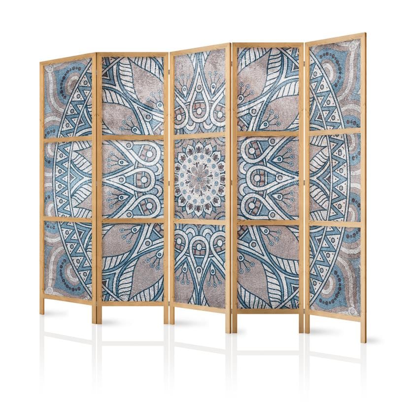 Parete divisoria pieghevole giapponese - Mandala grigio, 3 pezzi