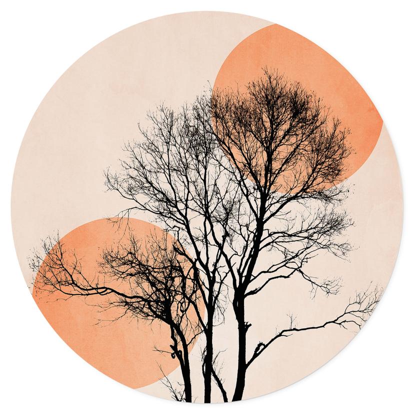 Wallsticker sol och måne i orange - Cubistika - Rund