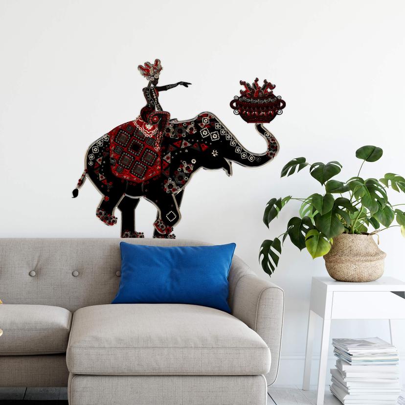 Muursticker Metallic Elephant Ride