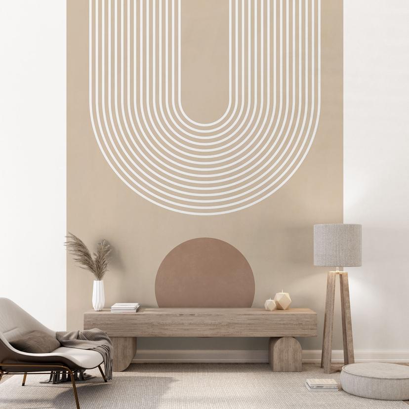 Abstrakt geometri i balance Fototapet - Beige - Ristova