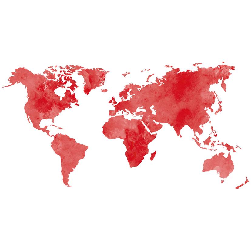 Adesivo murale Mappamondo – rosso con cornici