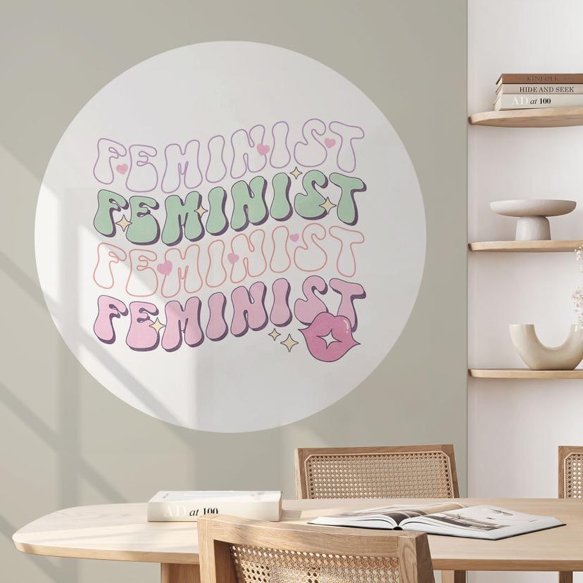 Feministisk kyssemund pop art Wallsticker - Rund