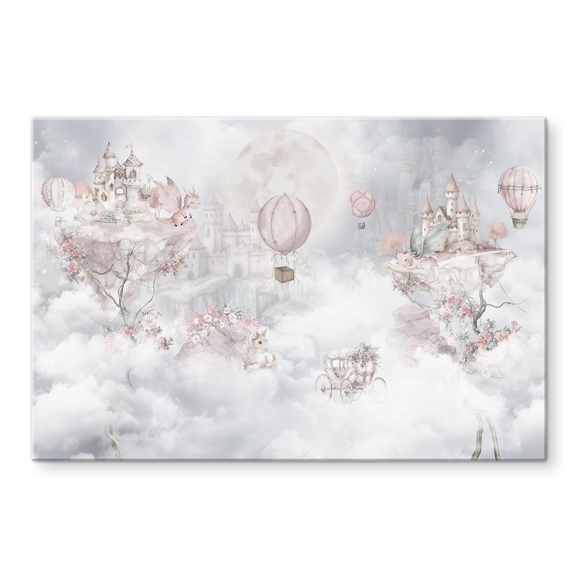 Wanddecoratie sprookjeswereld met kasteel en eenhoorn - Ms Tiff - Alu-Dibond