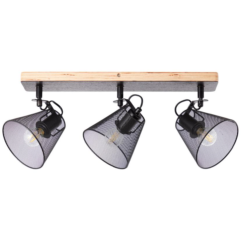 Spotbalken Tom, braun, 56,8 x 20 cm, Holz Deckenspots, dimmbar