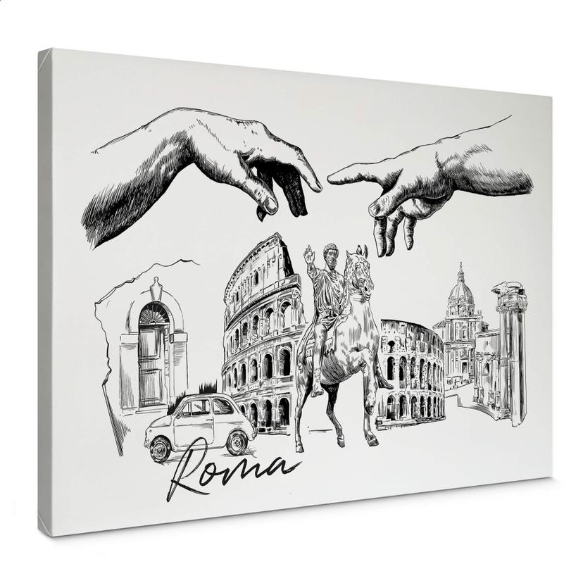Lienzo Roma - Blanco y negro - Love your City