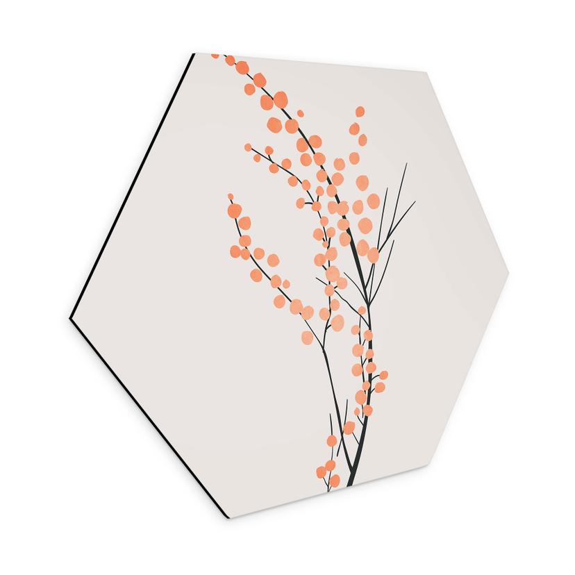 Hexagon Dibond Ferskenfarvede kirsebærblomster - Kubistika