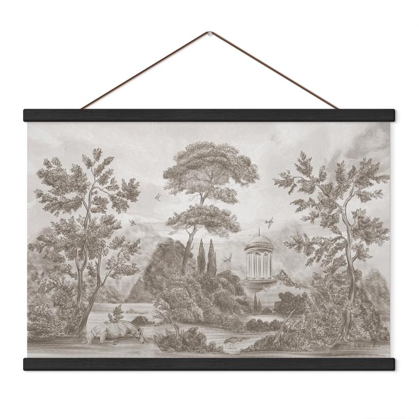 Textielposter Landschap met tuinlandschap in beige - Ms Tiff