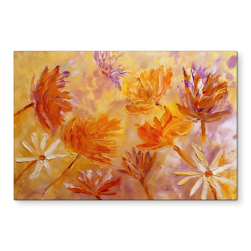 Vægmaleri Golden Blossom Rush | Blomstermaleri - Pomata – print på aluminium (Alu-Dibond)