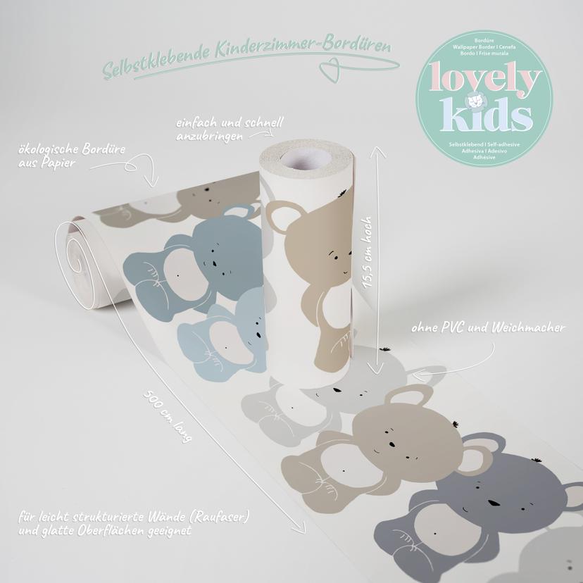 A.S. Création Lovely Kids Frise autocollante enfant - Bleu, Brun