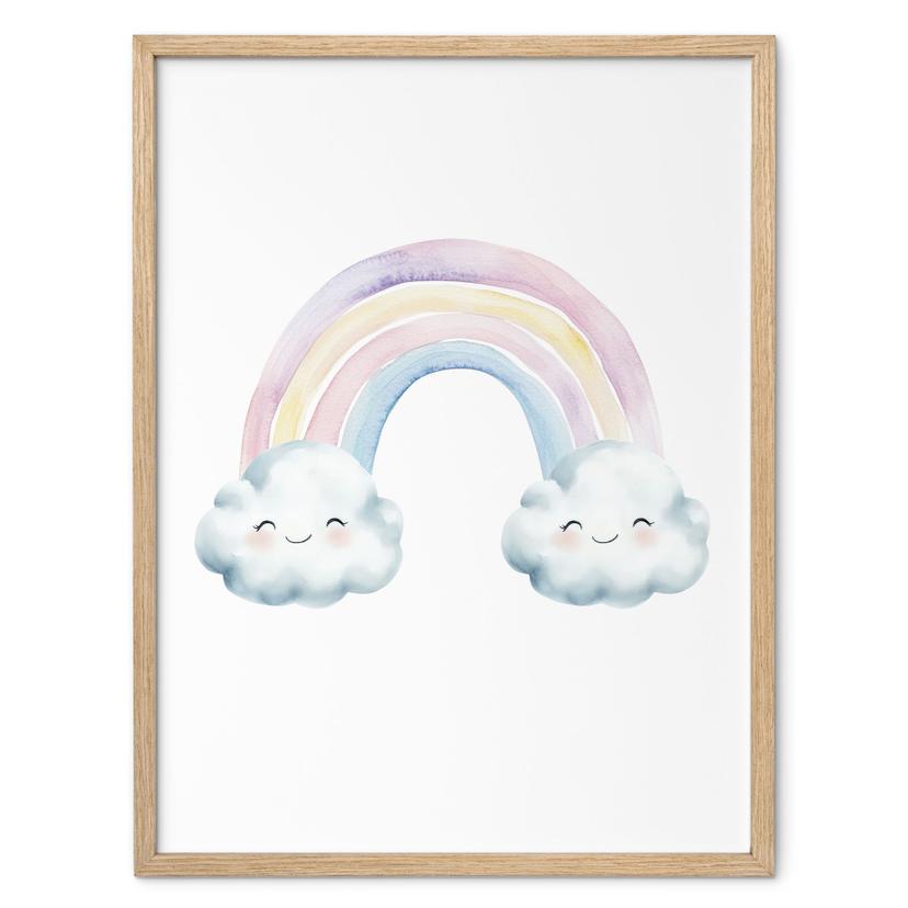 Plakat til børn - Regnbuemagi i pastelfarver