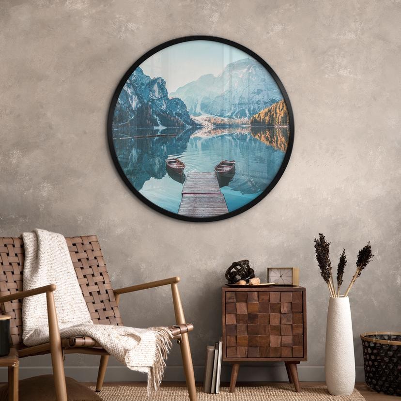 Poster Passerella in legno al Lago di Braies nelle Dolomiti