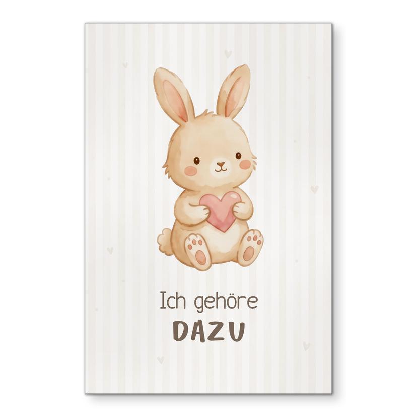 Alu-Dibond Wandbild mit Hase - Kraftsatz 'Ich gehöre dazu' für Kinder