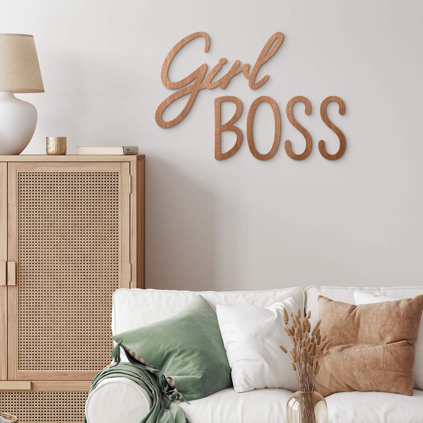 Træ vægdekoration mahogni finer Girl Boss
