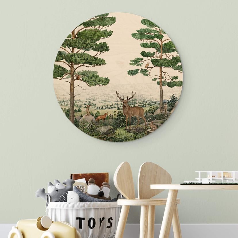Holzbild Kikki Belle - Tierische Abenteuer im Grünen - Rund