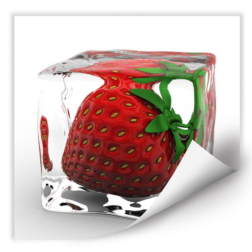 Poster autocollant - W - Glaçon à la Fraise