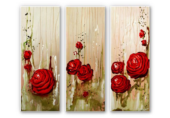 Wanddecoratie Fedrau - Rozen (3-delig)