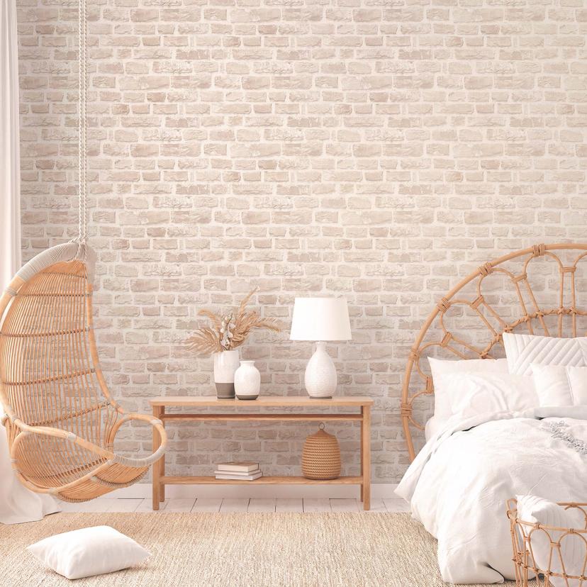 Bæredygtigt naturstenstapet - non-woven tapet i stenlook fra A.S. Création Beige 386373