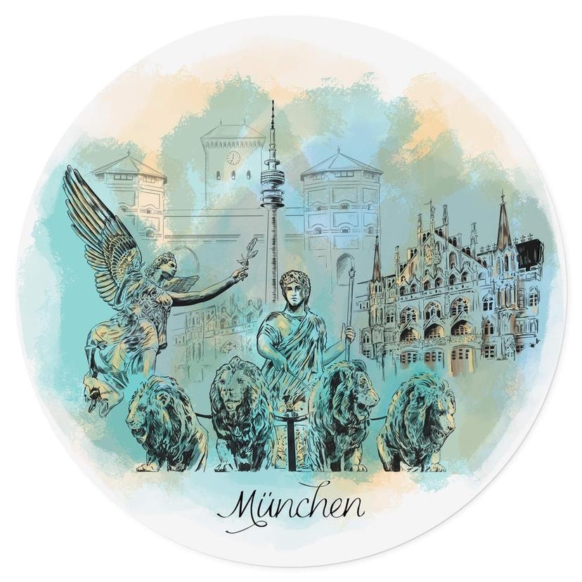 Ronde Muursticker Love your City - Munchen