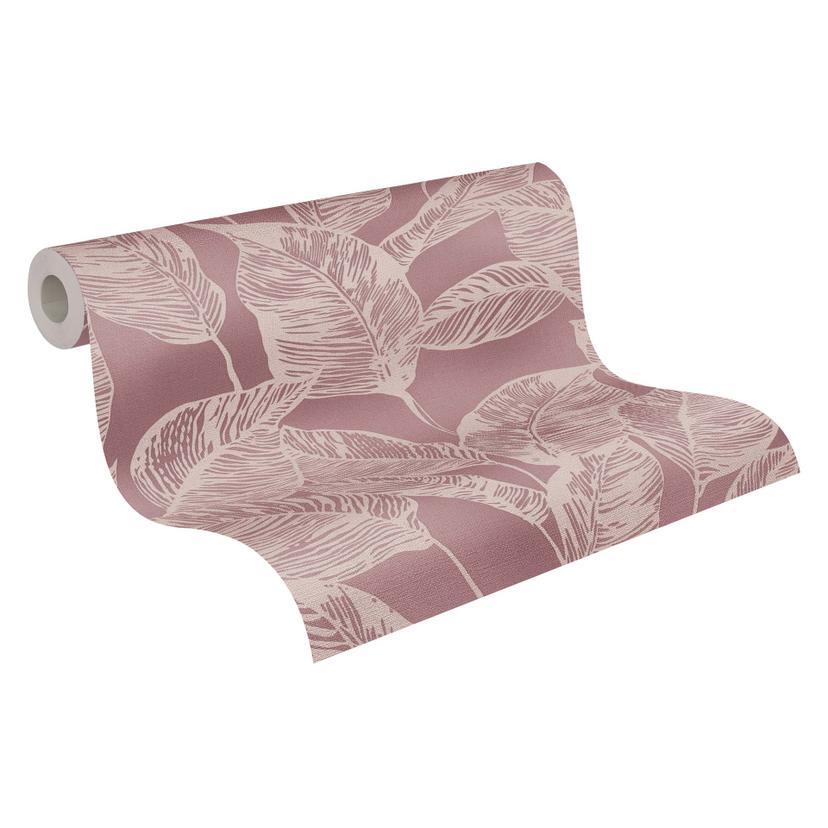 Papel pintado Floral - papel pintado no tejido hojas sostenible de A.S. Création beige púrpura natur