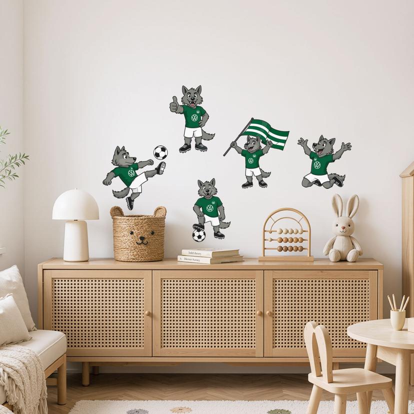 Wandtattoo VfL Wolfsburg Wölfi Set