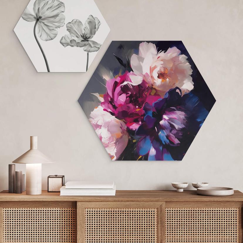 Hexagon Dibond Treechild - Vintage Flowers