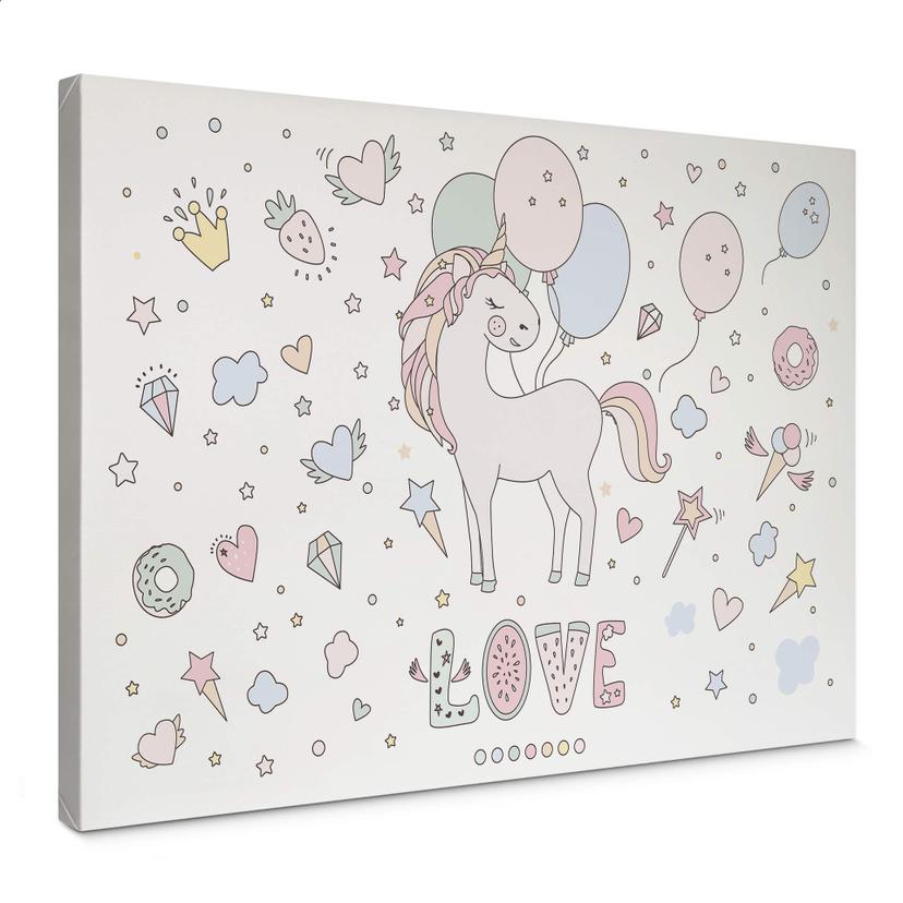 Lienzo Kvilis - Unicorn Love - Fiesta de globos con unicornios