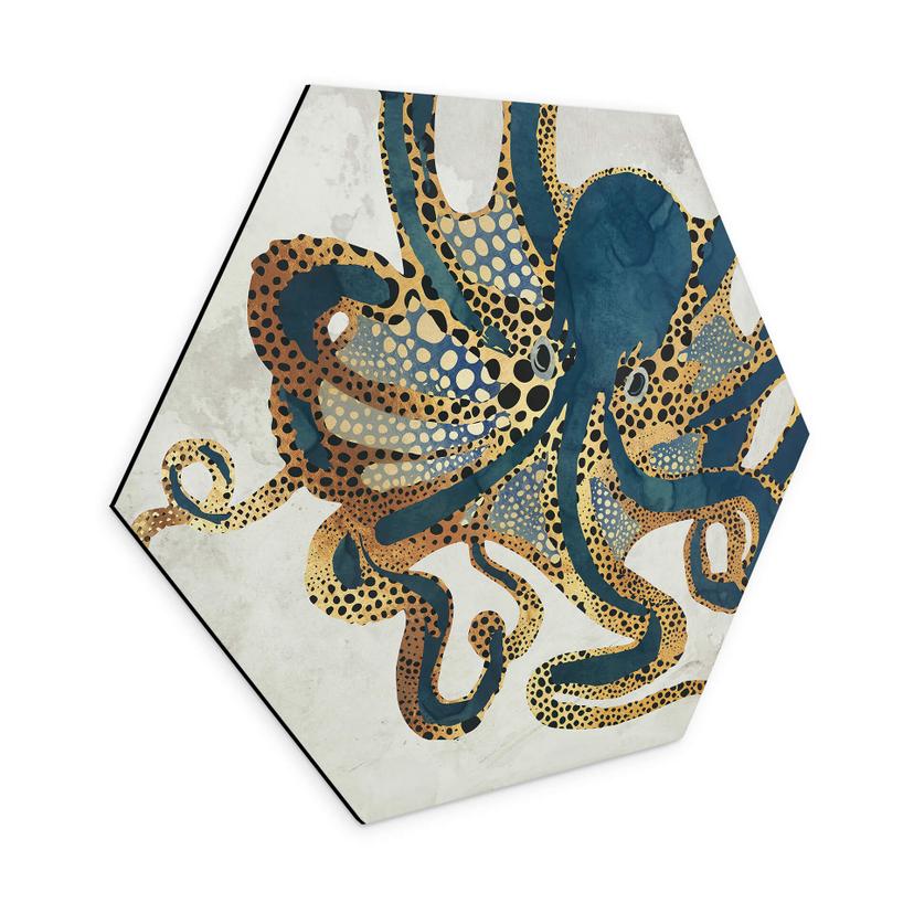 Hexagone - alu-Dibond SpaceFrog Designs - Pieuvre dorée