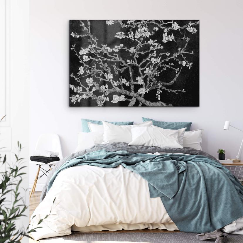 Stampa su vetro acrilico van Gogh - Mandorlo in fiore - nero
