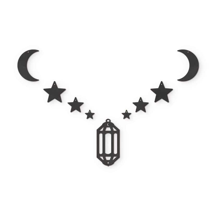 Decoro MDF Ramadan Set - Luna stelle e lanterna
