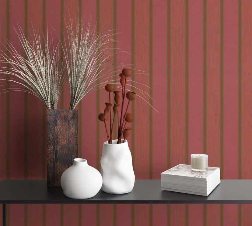 Vliestapete Blockstreifen Streifen Modern, Klassisch, Shabby Chic in Rot