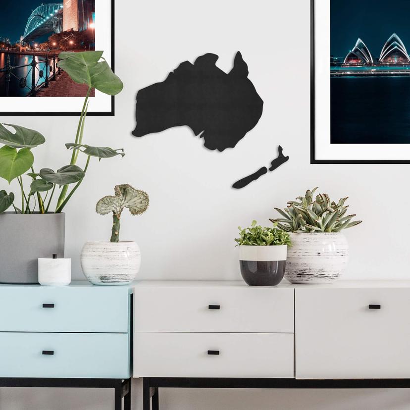 MDF - Decoración en madera - Mapa Australia - Nueva Zelanda