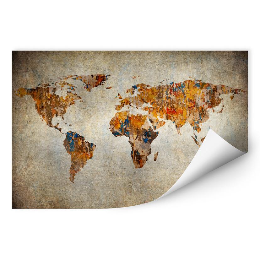 Zelfklevende Poster  Shabby Chic Wereldkaart