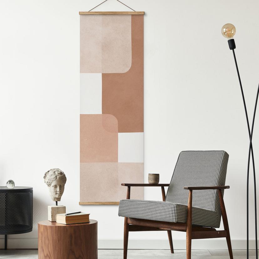 Stampe su tessuto Astrazione Boho in beige-marrone - Costa - Panorama