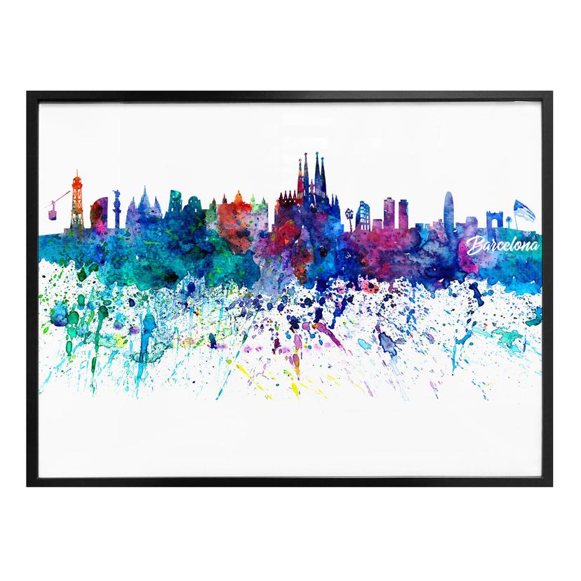 Póster Bleichner - Acuarela Barcelona Skyline
