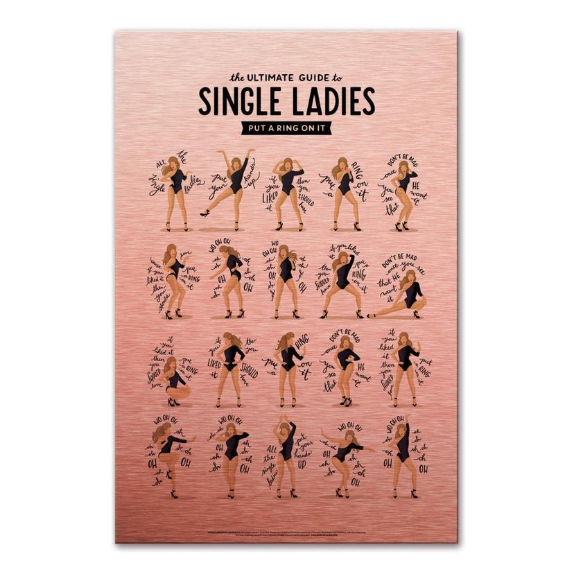 Tableau en Alu-Dibond effet doré cuivré - Single ladies