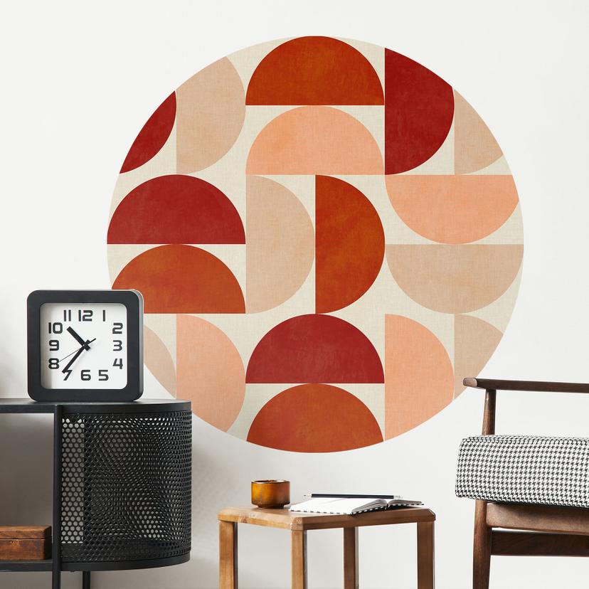 Wallsticker Abstrakte halvcirkler i varme naturlige farver - Bré - Round