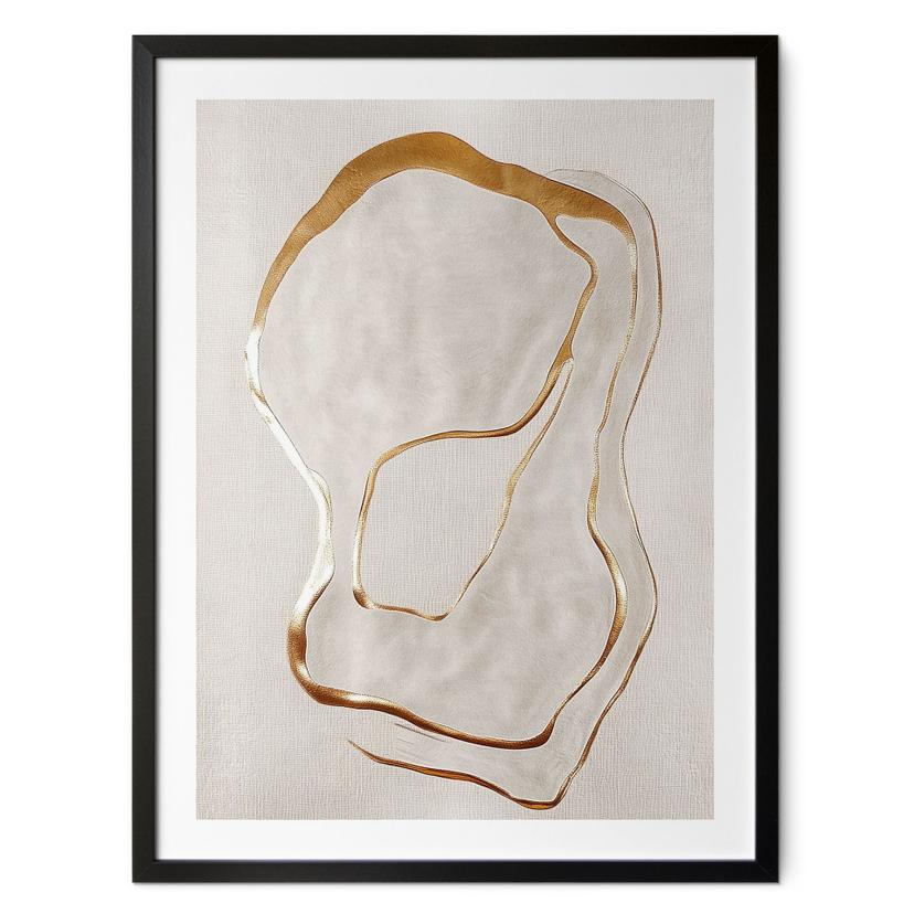 Abstrakt line art plakat i guld og beige - Alma