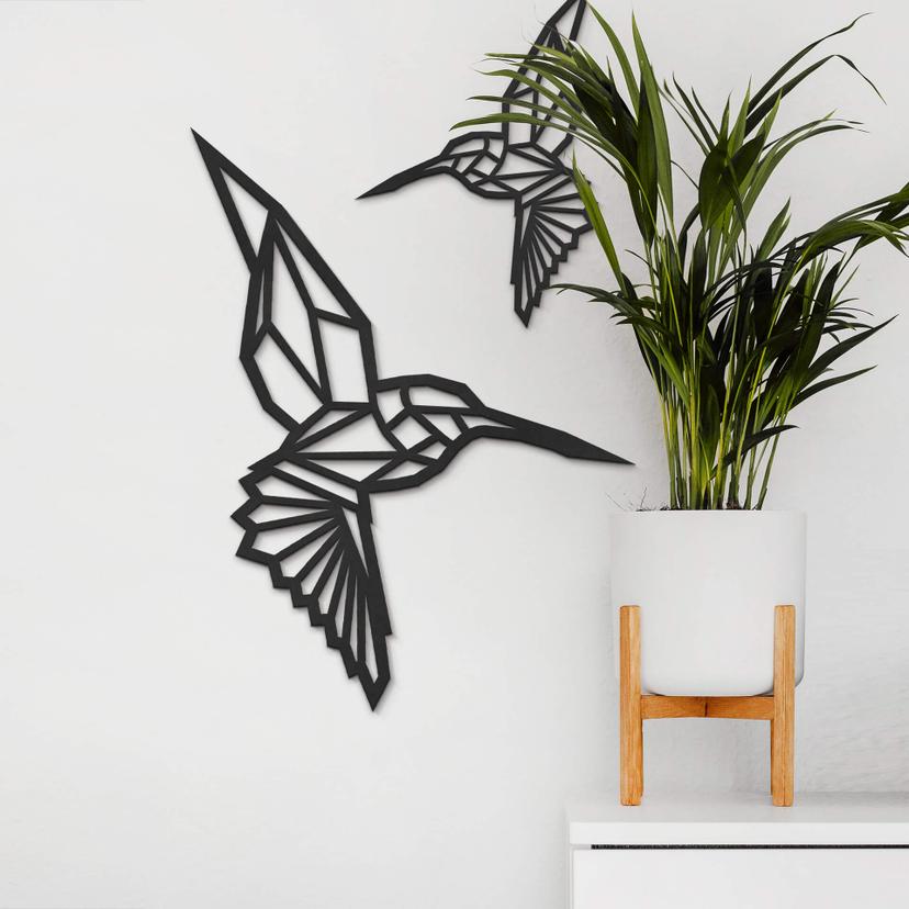 MDF - Decoración en madera de colibrí de origami