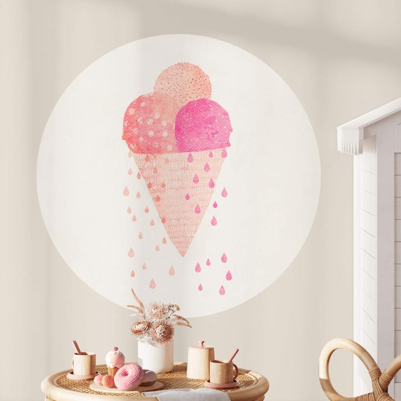 Wallsticker Treechild - Tre iskugler om sommeren - Rund