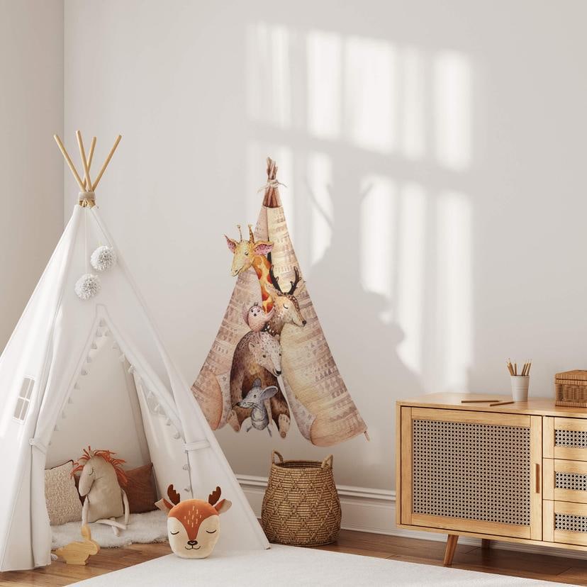Sticker mural Kvilis - Animaux dans un tipi