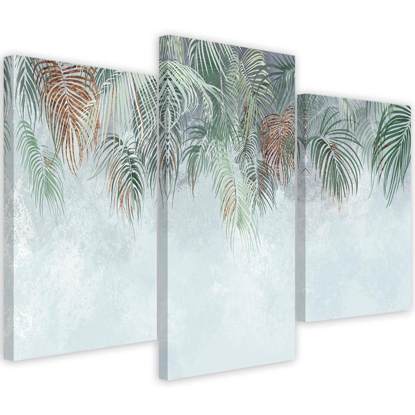 Tableau sur toile 3 parties, feuilles de palmier