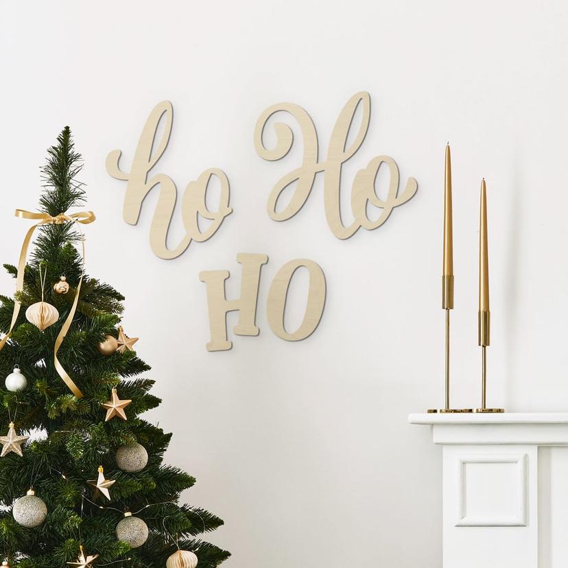 3D Holz Schriftzug Weihnachten - Ho Ho Ho - Pappel