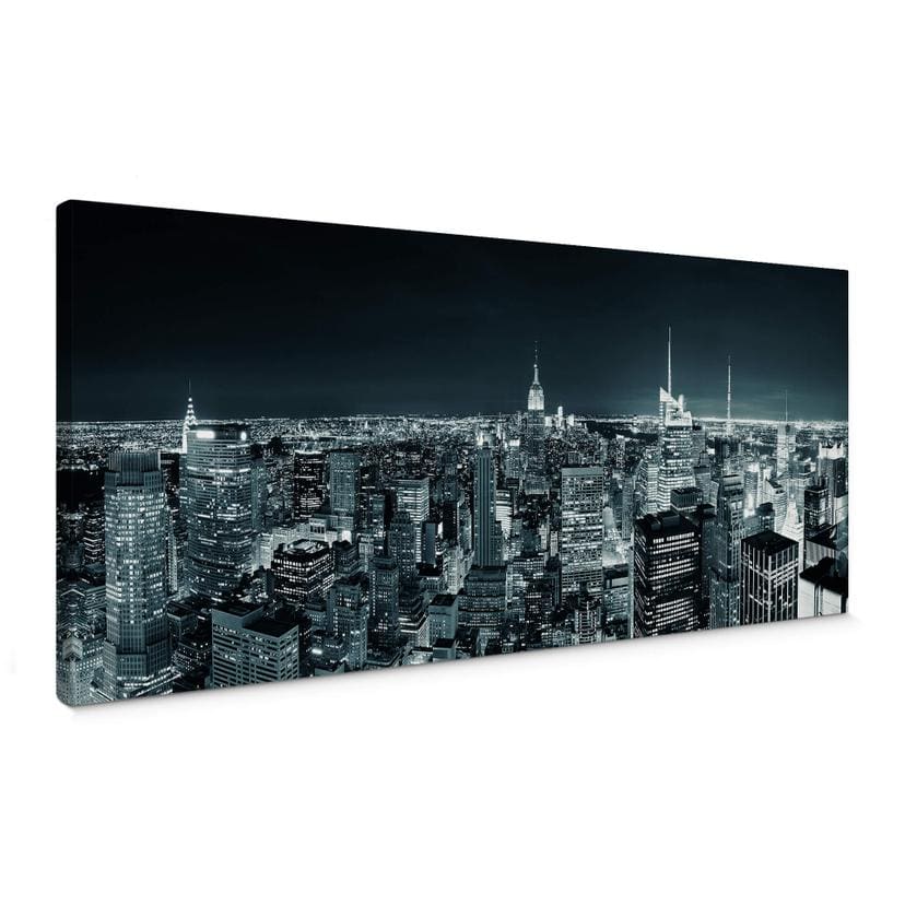 Stampa su tela New York di notte 2 - panoramica