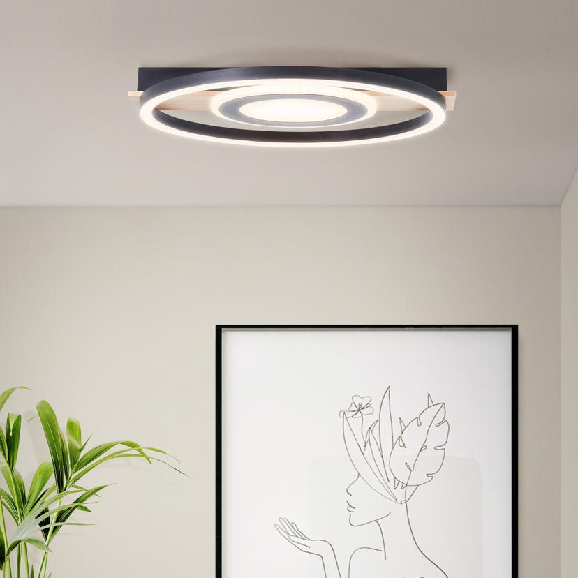 Deckenleuchte Leopold, braun, 5,5 x 39 cm, Holz Moderne LED-Deckenleuchte, dimmbar