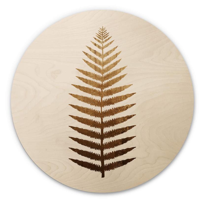 Væg cirkel træ Kubistika - Golden Fern