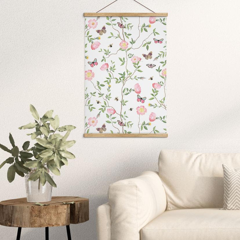 Póster de tela Rosas de Navidad rosas en primavera - UN Designs