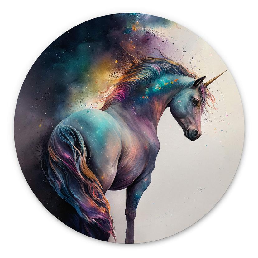 Vægcirkel Heine - Unicorn Magic – print på aluminium (Alu-Dibond)